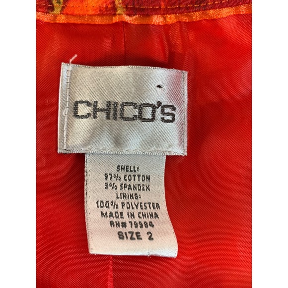 Chico's Floral Print Cotton‎ Blend Blazer Jacket Career Colorful Size 2 - Picture 3 of 8